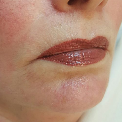 Permanent makeup lip contour